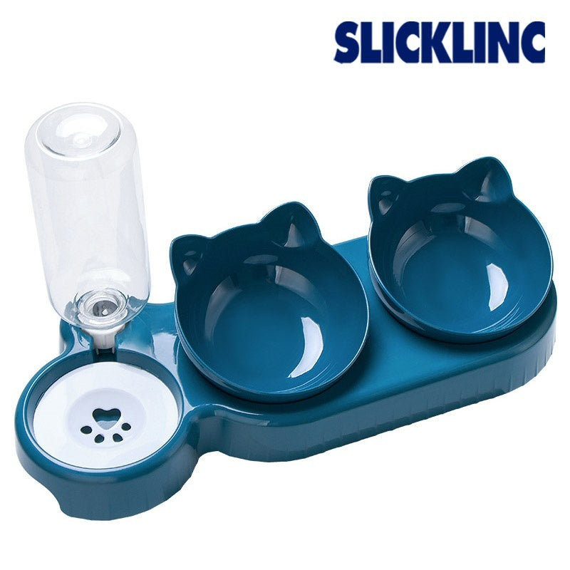 Cat Feeder Bowl, Food And Water Dispenser Meal Bowls - AUTOMATIC Water