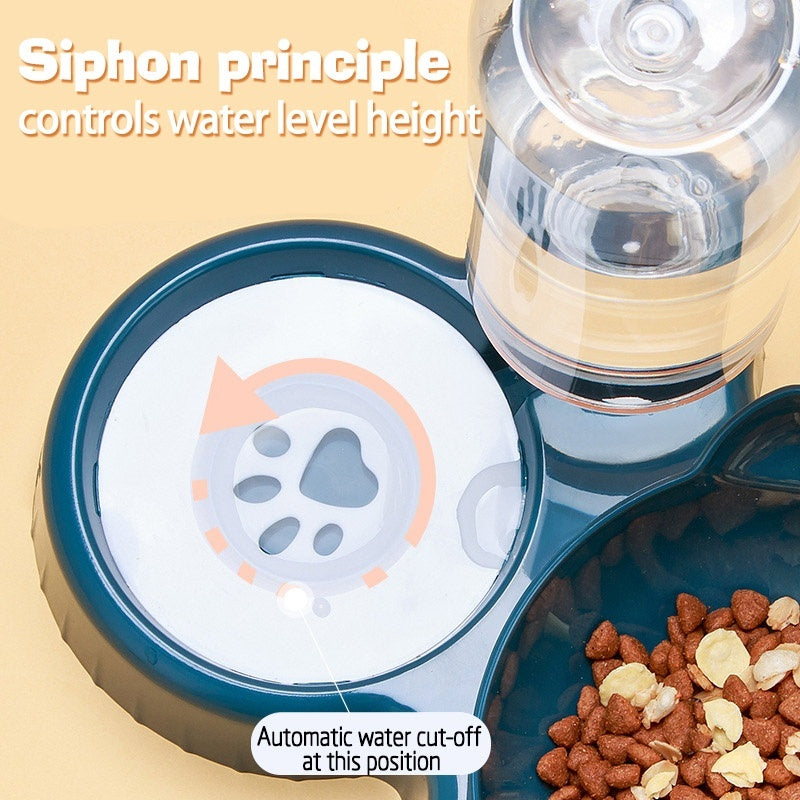 Cat Feeder Bowl, Food And Water Dispenser Meal Bowls - AUTOMATIC Water