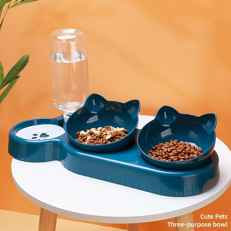 Cat Feeder Bowl, Food And Water Dispenser Meal Bowls - AUTOMATIC Water
