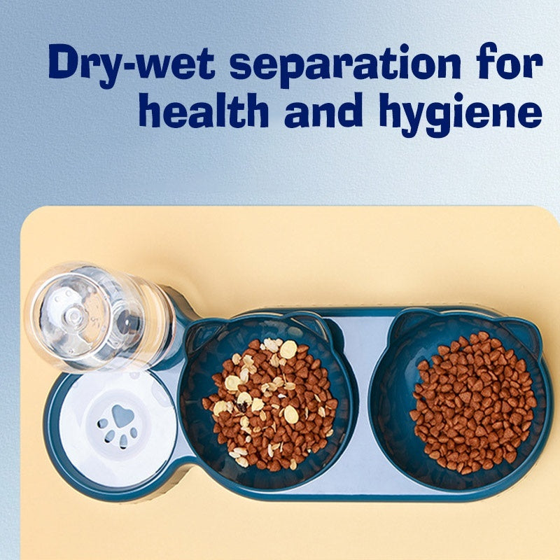 Cat Feeder Bowl, Food And Water Dispenser Meal Bowls - AUTOMATIC Water