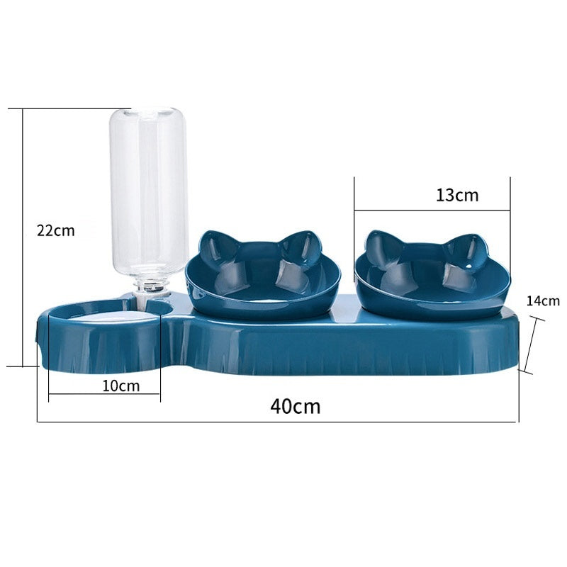 Cat Feeder Bowl, Food And Water Dispenser Meal Bowls - AUTOMATIC Water